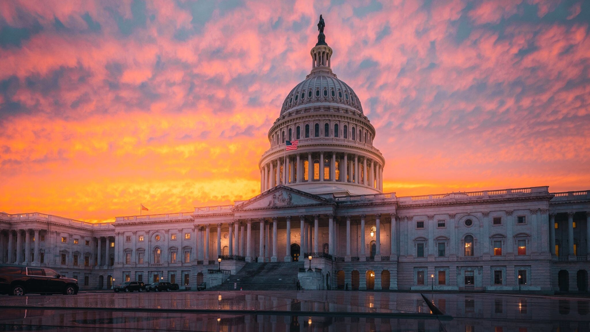 united states capitol orange reflection sunset scaled